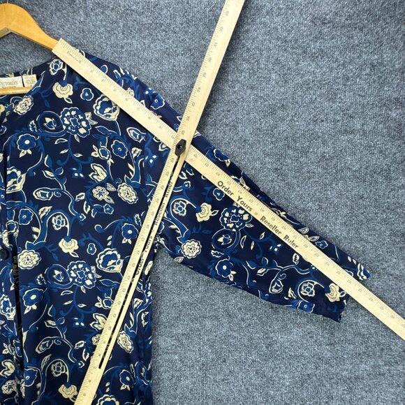 Vintage Victorias Secret Gold Label Silk Sleepshirt Womens Small Blue Floral 90s - Picture 14 of 15